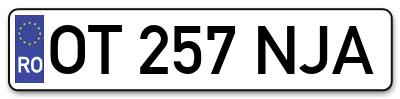 Placuta inmatriculare numar auto  OT-257-NJA, OT 257 NJA, OT257NJA