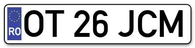 Placuta inmatriculare numar auto  OT-26-JCM, OT 26 JCM, OT26JCM