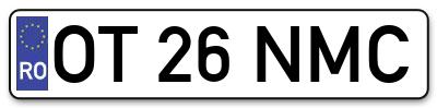 Placuta inmatriculare numar auto  OT-26-NMC, OT 26 NMC, OT26NMC