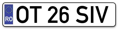 Placuta inmatriculare numar auto  OT-26-SIV, OT 26 SIV, OT26SIV
