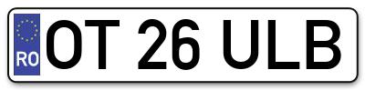 Placuta inmatriculare numar auto  OT-26-ULB, OT 26 ULB, OT26ULB