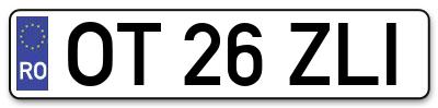 Placuta inmatriculare numar auto  OT-26-ZLI, OT 26 ZLI, OT26ZLI