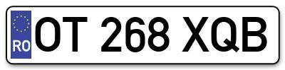 Placuta inmatriculare numar auto  OT-268-XQB, OT 268 XQB, OT268XQB