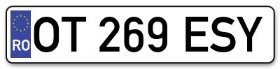 Placuta inmatriculare numar auto  OT-269-ESY, OT 269 ESY, OT269ESY