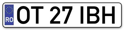 Placuta inmatriculare numar auto  OT-27-IBH, OT 27 IBH, OT27IBH