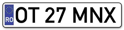 Placuta inmatriculare numar auto  OT-27-MNX, OT 27 MNX, OT27MNX