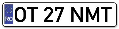 Placuta inmatriculare numar auto  OT-27-NMT, OT 27 NMT, OT27NMT