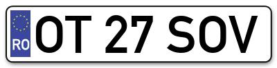 Placuta inmatriculare numar auto  OT-27-SOV, OT 27 SOV, OT27SOV
