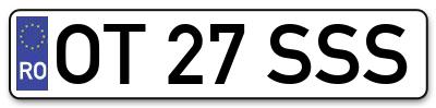 Placuta inmatriculare numar auto  OT-27-SSS, OT 27 SSS, OT27SSS