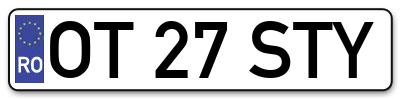 Placuta inmatriculare numar auto  OT-27-STY, OT 27 STY, OT27STY