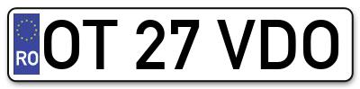 Placuta inmatriculare numar auto  OT-27-VDO, OT 27 VDO, OT27VDO