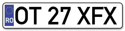 Placuta inmatriculare numar auto  OT-27-XFX, OT 27 XFX, OT27XFX