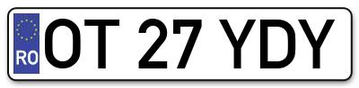 Placuta inmatriculare numar auto  OT-27-YDY, OT 27 YDY, OT27YDY