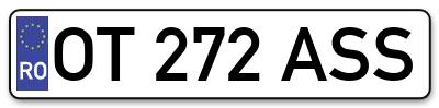 Placuta inmatriculare numar auto  OT-272-ASS, OT 272 ASS, OT272ASS