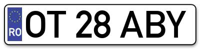 Placuta inmatriculare numar auto  OT-28-ABY, OT 28 ABY, OT28ABY