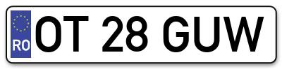 Placuta inmatriculare numar auto  OT-28-GUW, OT 28 GUW, OT28GUW
