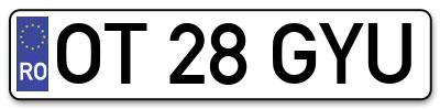 Placuta inmatriculare numar auto  OT-28-GYU, OT 28 GYU, OT28GYU