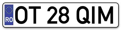 Placuta inmatriculare numar auto  OT-28-QIM, OT 28 QIM, OT28QIM