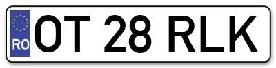 Placuta inmatriculare numar auto  OT-28-RLK, OT 28 RLK, OT28RLK