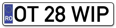 Placuta inmatriculare numar auto  OT-28-WIP, OT 28 WIP, OT28WIP
