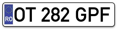 Placuta inmatriculare numar auto  OT-282-GPF, OT 282 GPF, OT282GPF