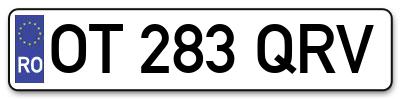 Placuta inmatriculare numar auto  OT-283-QRV, OT 283 QRV, OT283QRV