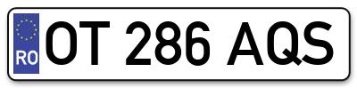 Placuta inmatriculare numar auto  OT-286-AQS, OT 286 AQS, OT286AQS