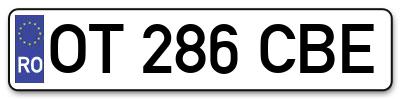 Placuta inmatriculare numar auto  OT-286-CBE, OT 286 CBE, OT286CBE