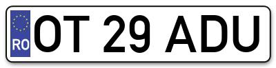 Placuta inmatriculare numar auto  OT-29-ADU, OT 29 ADU, OT29ADU