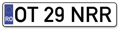 Placuta inmatriculare numar auto  OT-29-NRR, OT 29 NRR, OT29NRR