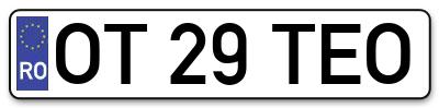 Placuta inmatriculare numar auto  OT-29-TEO, OT 29 TEO, OT29TEO
