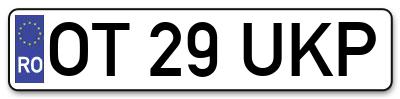 Placuta inmatriculare numar auto  OT-29-UKP, OT 29 UKP, OT29UKP