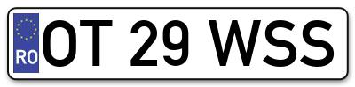 Placuta inmatriculare numar auto  OT-29-WSS, OT 29 WSS, OT29WSS