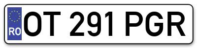 Placuta inmatriculare numar auto  OT-291-PGR, OT 291 PGR, OT291PGR