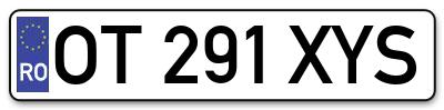 Placuta inmatriculare numar auto  OT-291-XYS, OT 291 XYS, OT291XYS