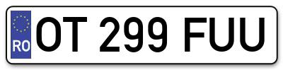 Placuta inmatriculare numar auto  OT-299-FUU, OT 299 FUU, OT299FUU
