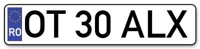 Placuta inmatriculare numar auto  OT-30-ALX, OT 30 ALX, OT30ALX