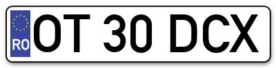 Placuta inmatriculare numar auto  OT-30-DCX, OT 30 DCX, OT30DCX