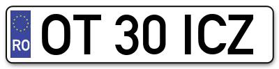 Placuta inmatriculare numar auto  OT-30-ICZ, OT 30 ICZ, OT30ICZ