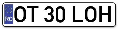 Placuta inmatriculare numar auto  OT-30-LOH, OT 30 LOH, OT30LOH