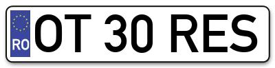 Placuta inmatriculare numar auto  OT-30-RES, OT 30 RES, OT30RES