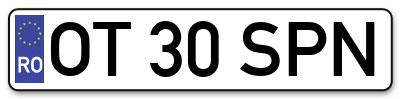 Placuta inmatriculare numar auto  OT-30-SPN, OT 30 SPN, OT30SPN
