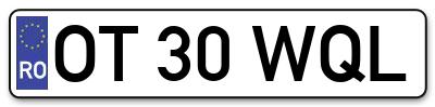 Placuta inmatriculare numar auto  OT-30-WQL, OT 30 WQL, OT30WQL