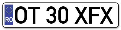 Placuta inmatriculare numar auto  OT-30-XFX, OT 30 XFX, OT30XFX