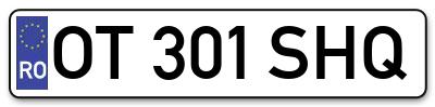 Placuta inmatriculare numar auto  OT-301-SHQ, OT 301 SHQ, OT301SHQ