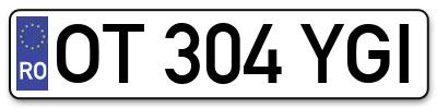 Placuta inmatriculare numar auto  OT-304-YGI, OT 304 YGI, OT304YGI