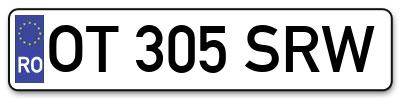 Placuta inmatriculare numar auto  OT-305-SRW, OT 305 SRW, OT305SRW