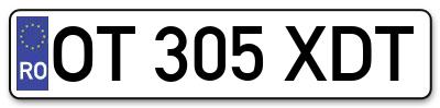 Placuta inmatriculare numar auto  OT-305-XDT, OT 305 XDT, OT305XDT