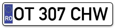 Placuta inmatriculare numar auto  OT-307-CHW, OT 307 CHW, OT307CHW