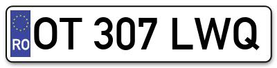 Placuta inmatriculare numar auto  OT-307-LWQ, OT 307 LWQ, OT307LWQ